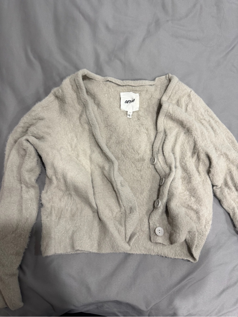 adidas Women's Light Gray Plush Button-Front Cardigan